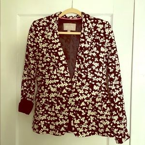 Banana republic black and white floral blazer